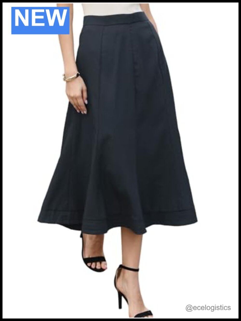A-Line Pleated High Waist Maxi Skirt for Work Casual